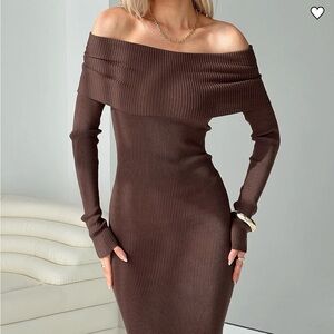 Princess Polly Phylis Off The Shoulder Maxi Dress Chocolate